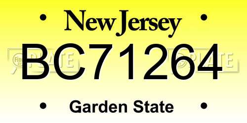 BC71264 New Jersey License Plate