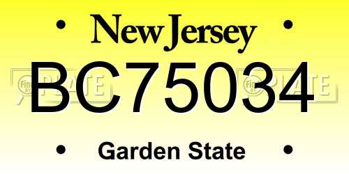 BC75034 New Jersey License Plate