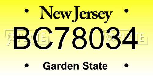 BC78034 New Jersey License Plate