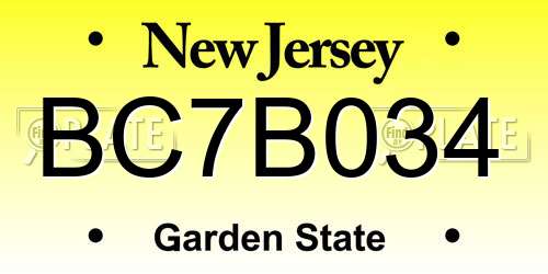 BC7B034 New Jersey License Plate
