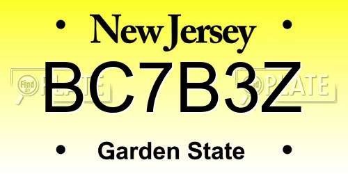 BC7B3Z New Jersey License Plate