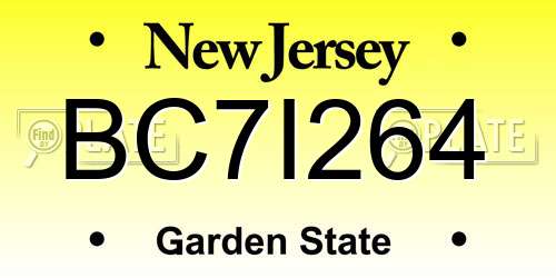 BC7I264 New Jersey License Plate