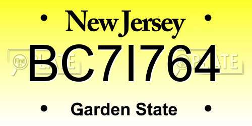 BC7I764 New Jersey License Plate