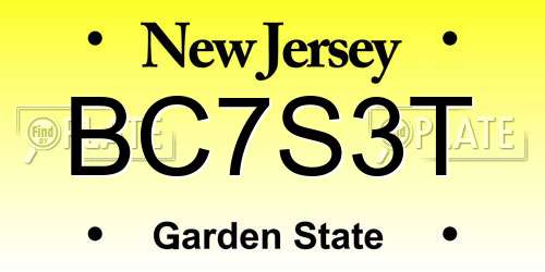 BC7S3T New Jersey License Plate