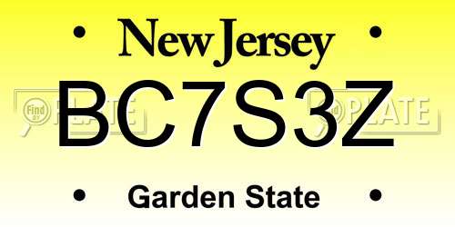 BC7S3Z New Jersey License Plate