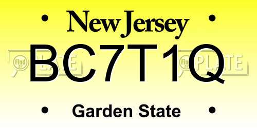 BC7T1Q New Jersey License Plate
