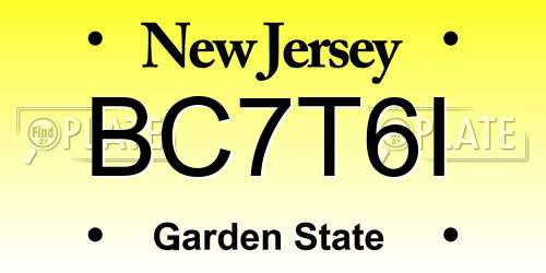 BC7T6I New Jersey License Plate