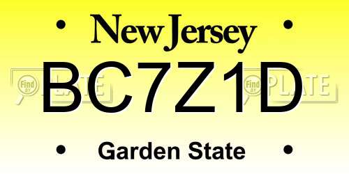 BC7Z1D New Jersey License Plate