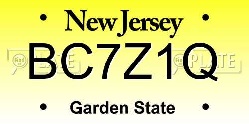 BC7Z1Q New Jersey License Plate