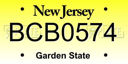 BCB0574 New Jersey License Plate