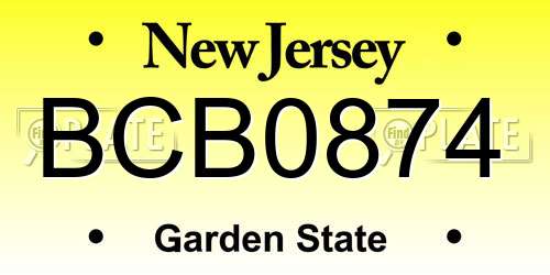 BCB0874 New Jersey License Plate