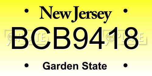 BCB9418 New Jersey License Plate