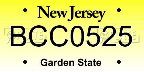 BCC0525 New Jersey License Plate