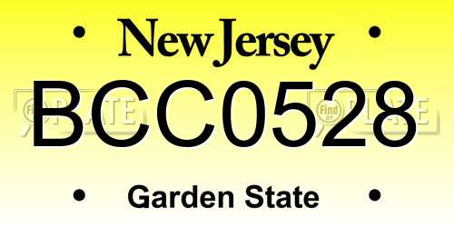 BCC0528 New Jersey License Plate