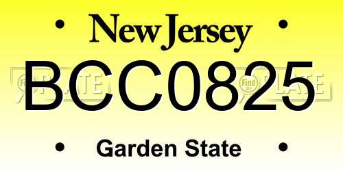BCC0825 New Jersey License Plate