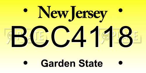 BCC4118 New Jersey License Plate