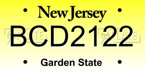 BCD2122 New Jersey License Plate