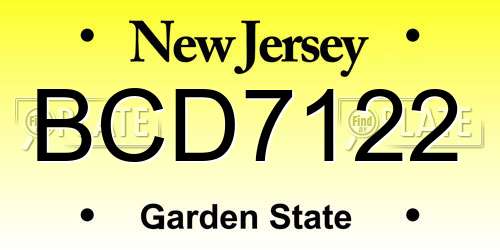 BCD7122 New Jersey License Plate