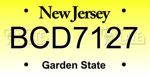 BCD7127 New Jersey License Plate
