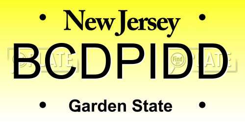 BCDPIDD New Jersey License Plate