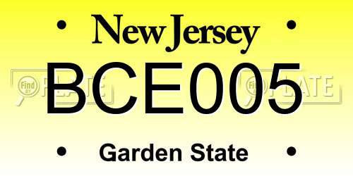 BCE005 New Jersey License Plate