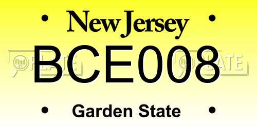 BCE008 New Jersey License Plate