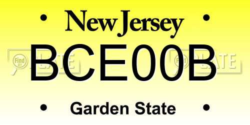 BCE00B New Jersey License Plate