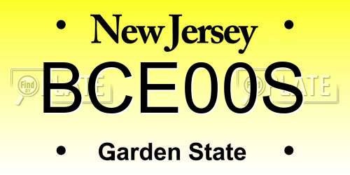 BCE00S New Jersey License Plate