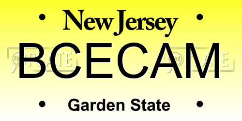 BCECAM New Jersey License Plate