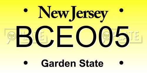 BCEO05 New Jersey License Plate