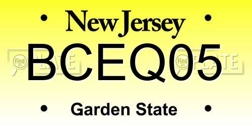 BCEQ05 New Jersey License Plate
