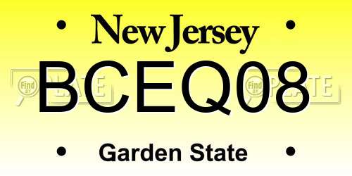 BCEQ08 New Jersey License Plate