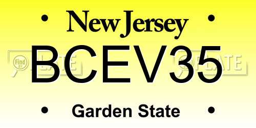 BCEV35 New Jersey License Plate