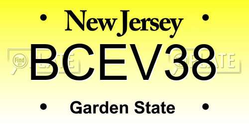 BCEV38 New Jersey License Plate