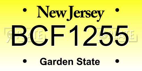 BCF1255 New Jersey License Plate