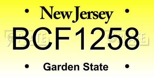 BCF1258 New Jersey License Plate
