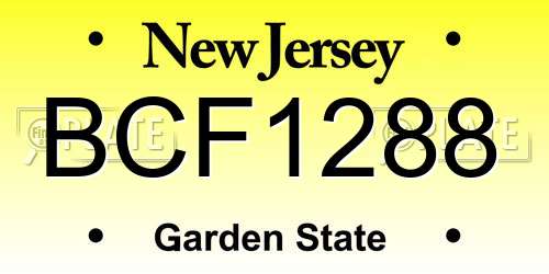 BCF1288 New Jersey License Plate