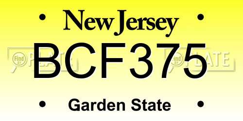BCF375 New Jersey License Plate