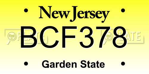 BCF378 New Jersey License Plate