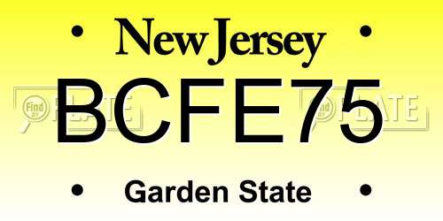 BCFE75 New Jersey License Plate