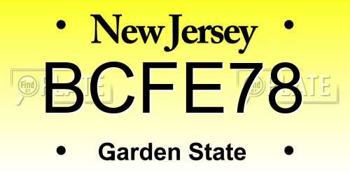 BCFE78 New Jersey License Plate