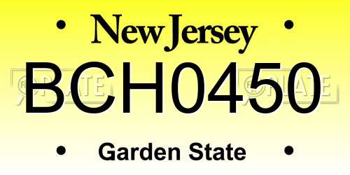 BCH0450 New Jersey License Plate