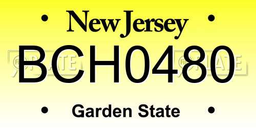 BCH0480 New Jersey License Plate