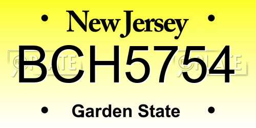 BCH5754 New Jersey License Plate