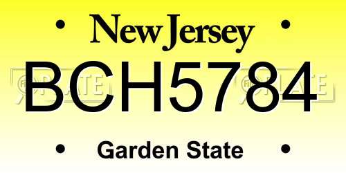 BCH5784 New Jersey License Plate