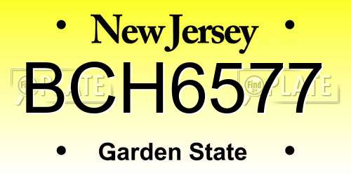 BCH6577 New Jersey License Plate