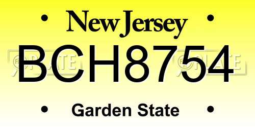 BCH8754 New Jersey License Plate