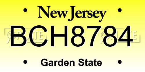 BCH8784 New Jersey License Plate