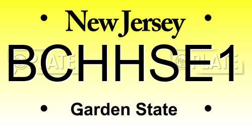 BCHHSE1 New Jersey License Plate