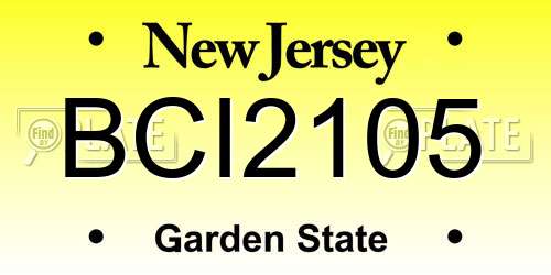 BCI2105 New Jersey License Plate